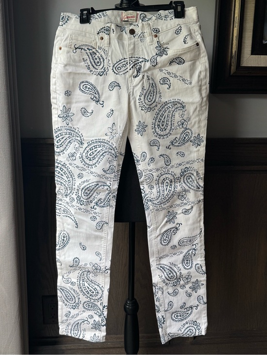 Lands' End Denim - Lands End Canvas White and Blue Paisley Print Jeans 29